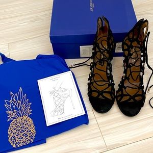 Aquazzura black strappy heels